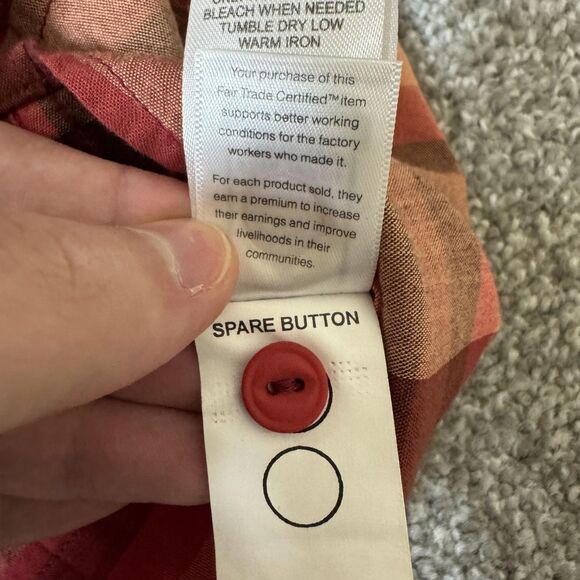 Aventura Shirt Womens Medium Red Plaid Artisan Top Organic Cotton Embroidered - Picture 6 of 11